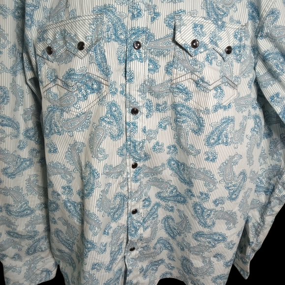 Cody James Men's Blue Paisley Pearl Snap Western Shirt Long Sleeve Size XL - Picture 3 of 7